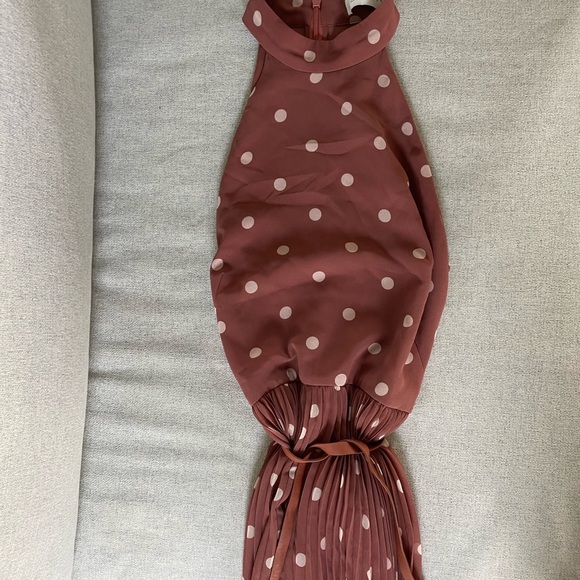 Polka Dot Pleated Dress with Belt - Picture 4 of 6